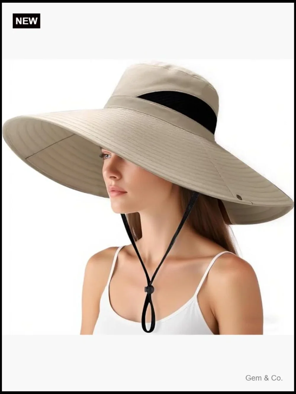 UPF50+ Wide Brim Fishing Hat, Waterproof Bucket Sun Hat for Outdoor